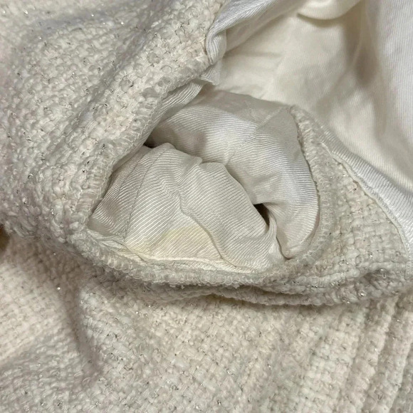 IRO Saussan  Tweed Open Front Ivory White Glitter Blazer Jacket Womens 38 - Picture 11 of 13